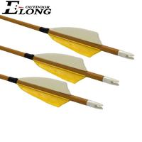 Spine 500 Hunting Carbon Arrow with Wood Grain Turkey Feather for Compound Recurve Bow