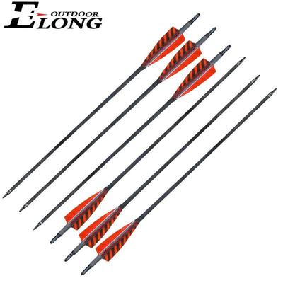 30 Inch Hunting Carbon Arrow Spine 340 Archery Pure Carbon Shaft Real Feather Vane
