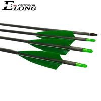 30" SP340 Pure Carbon Hunting Arrows with 4" Turkey Feather & Points for Hunting Archery Bow