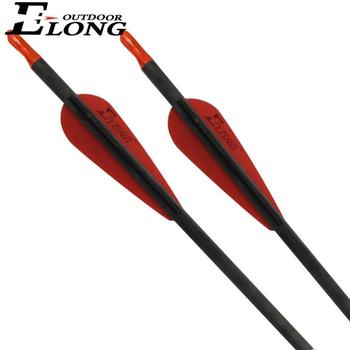 30" SP600 Pure Carbon Hunting Arrows with Fletched Vane(1 Black 2 Red Col ) & Replaceable Points