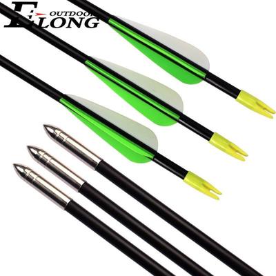Youth Arrows Fiberglass Arrows for Recurve Bow 2 Green 1 White Vanes Black Col Shaft