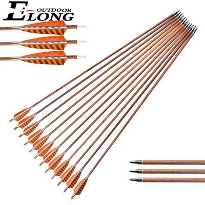 Great Arrow 30 Inch SP400 Wood Carbon Camo Arrows With Turkey Feather For Outdoor Shooting