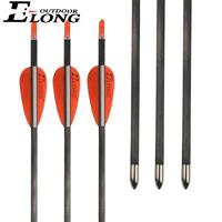 Carbon Arrow With Elong Logo Vanes,  Hunting Arrows With Fixed Points For Outdoor Recurve Bow