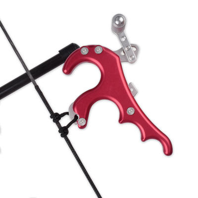 4 Finger Grip Caliper Release Aid Aluminum Alloy Red Release For Compound Bow Hunting