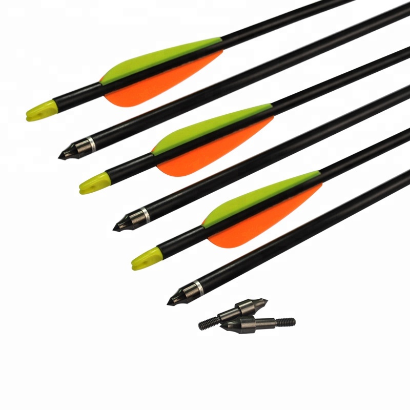 Wholesale 26''-30" Fiberglass Archery Arrows with Interchangeable Arrow Tips Archery Hunting Equipment